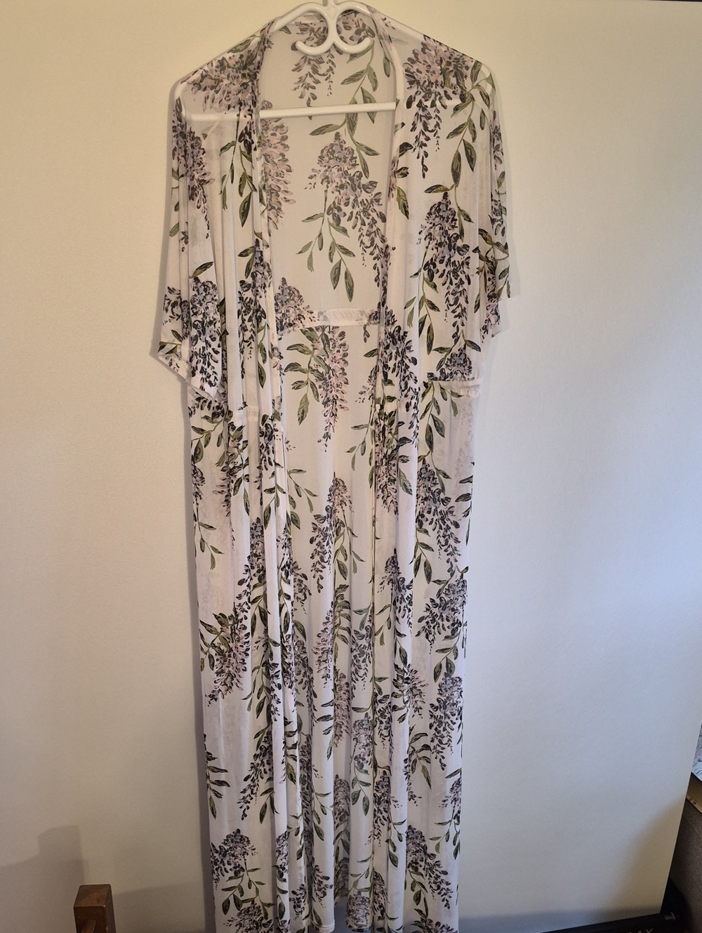 Light Floral Duster Kimono - Soft Lavender & Green